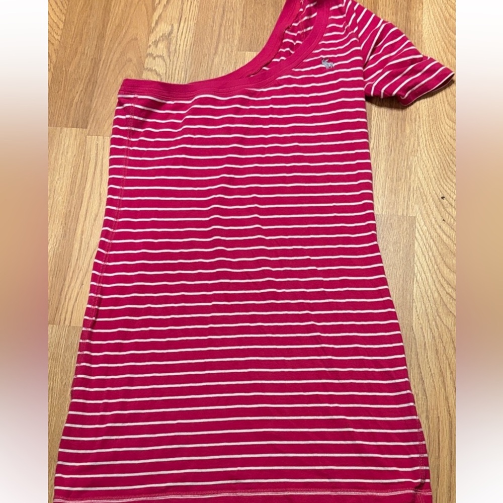 🌸 Vintage Abercrombie & Fitch One-Shoulder Striped Dress – Pink/White (Size L) 🌸